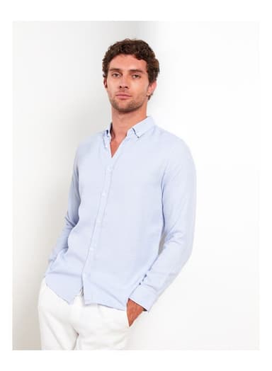 Slim Fit Long Sleeve Dobby Men's Shirt thumbnail 3