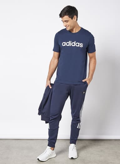 Essentials Embroidered Linear Logo T-Shirt Navy thumbnail 3